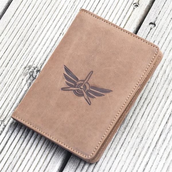 Pilot Licence Cover Wings brown