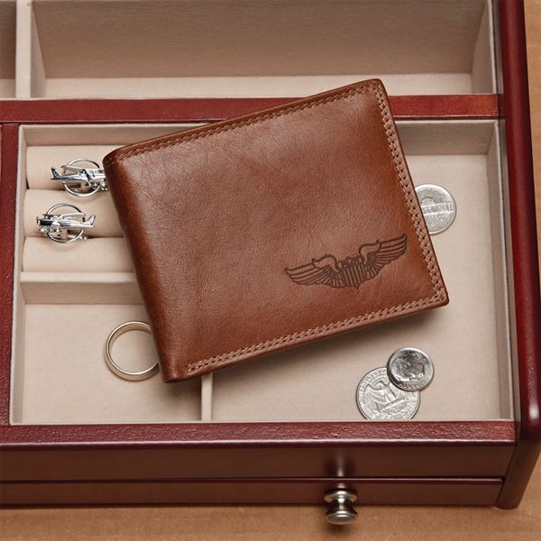 Pilot Wings Leather Wallet, brown