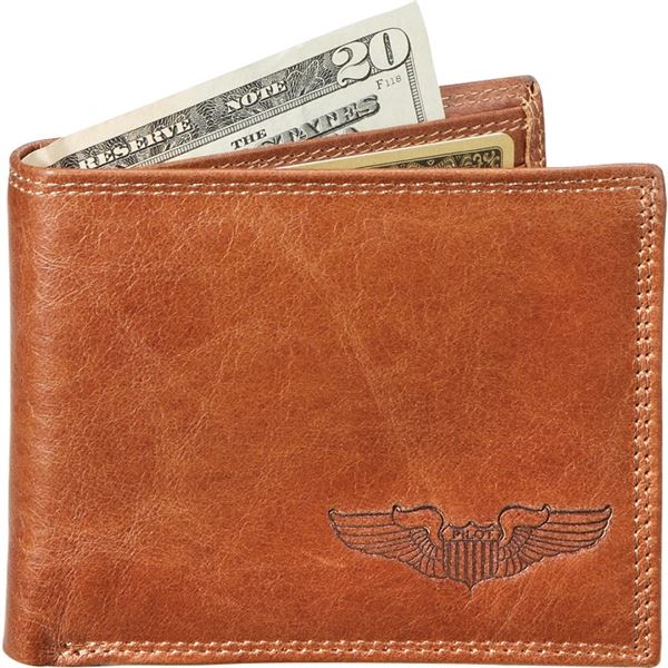 Pilot Wings Leather Wallet, brown