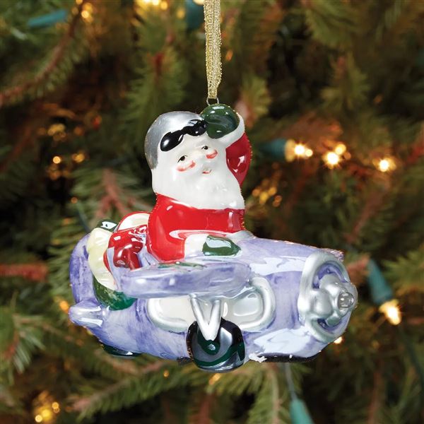 Santa Pilot Christmas Ornament, purple