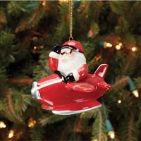 Santa Pilot Christmas Ornament, red