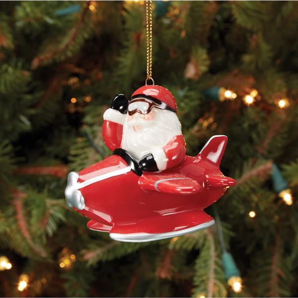 Santa Pilot Christmas Ornament, red