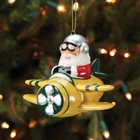 Santa Pilot Christmas Ornament, yellow