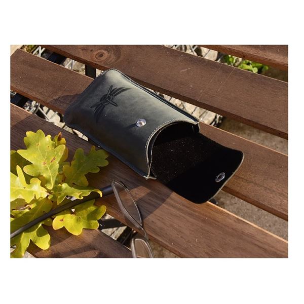 Leather Glasses Case Wings bluegrey