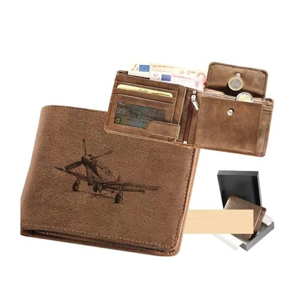 Leather wallet Airplane