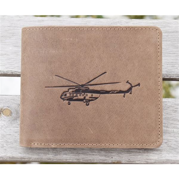 Leather wallet Helicopter Mi-8