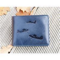 Leather wallet Dark-blue World