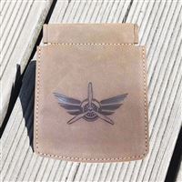 Leather Coin and Card Case Wings brown