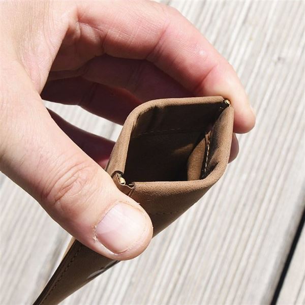 Leather Coin and Card Case Wings brown