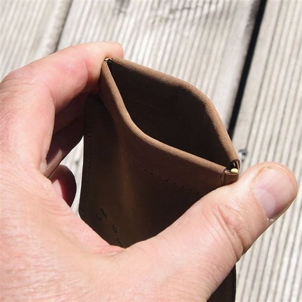 Leather Coin and Card Case Wings brown