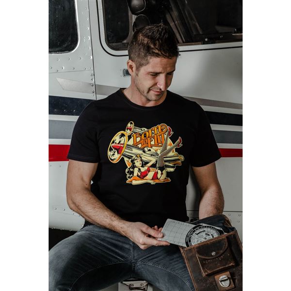 BORN TO FLY T-Shirt P-51 MUSTANG Pin-up M