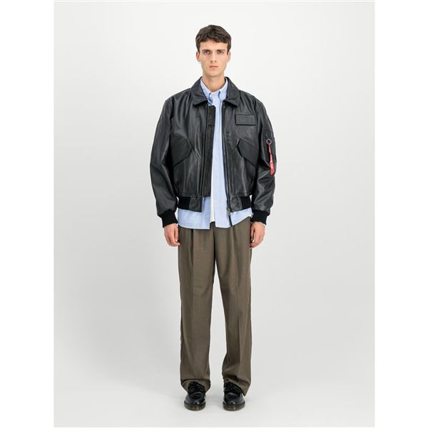 Alpha Industries Leather Jacket CWU Heritage black, L