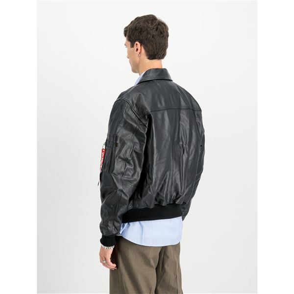 Alpha Industries Leather Jacket CWU Heritage black, L