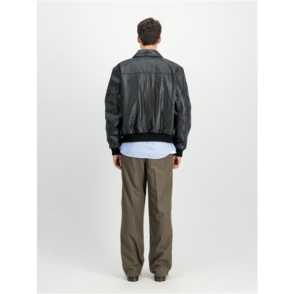 Alpha Industries Leather Jacket CWU Heritage black, L