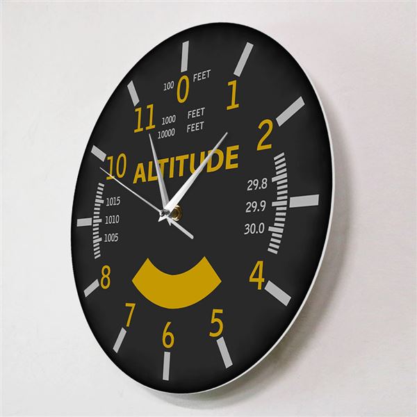 Aircraft ALTITUDE Wall Clock, black-yellow