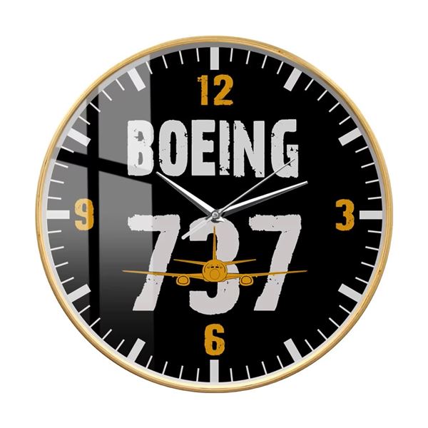Nástěnné hodiny Boeing 737, dřevěný rám