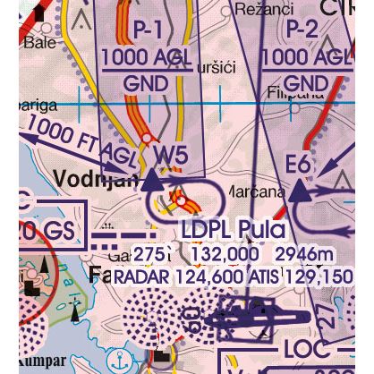 Chorvatsko VFR ICAO mapa 2024