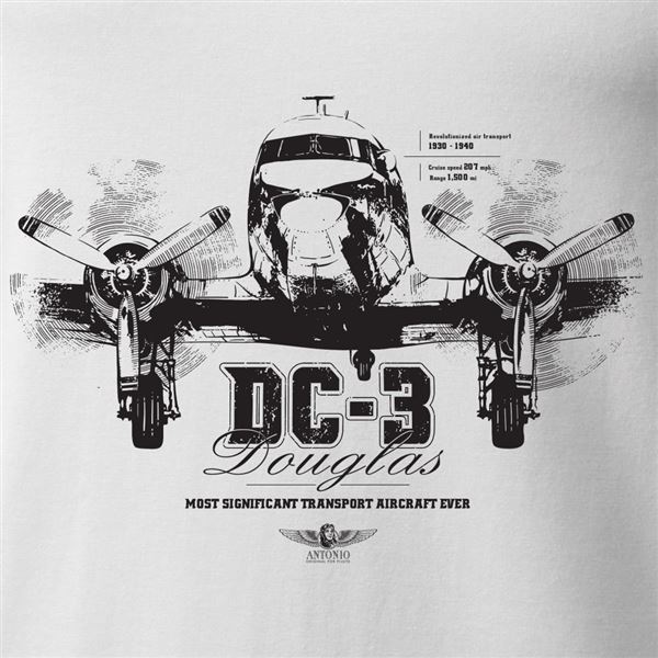 ANTONIO T-Shirt with DOUGLAS DC-3, white, XXL