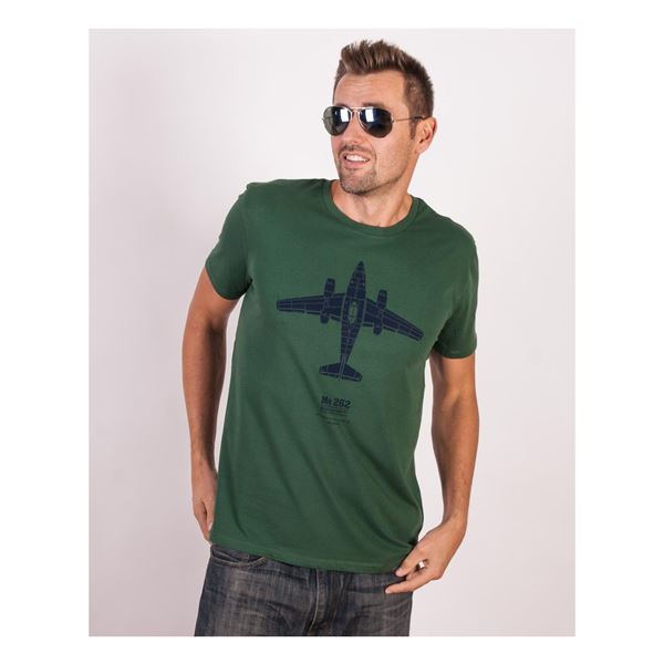 EEROPLANE Tričko Messerschmitt Me262 zelené, XXL
