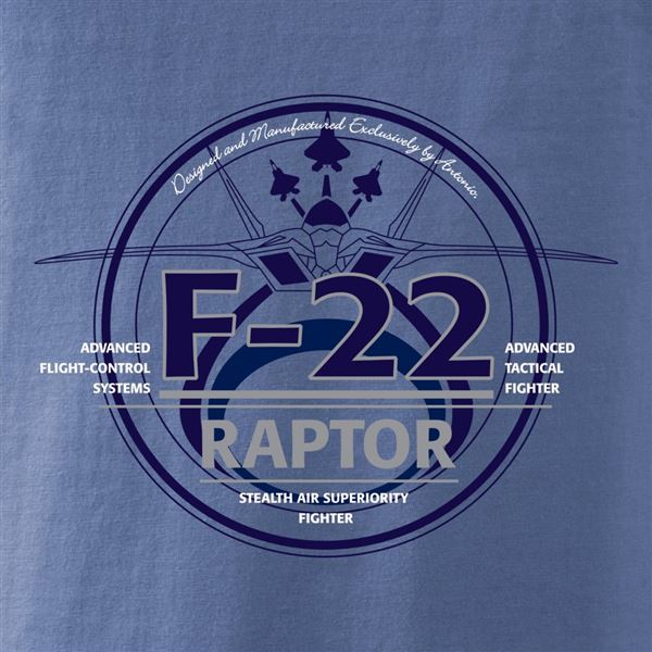 ANTONIO T-shirt with fighter aircraft F-22 RAPTOR, blue, M