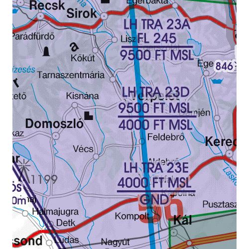 Maďarsko VFR ICAO mapa 2024