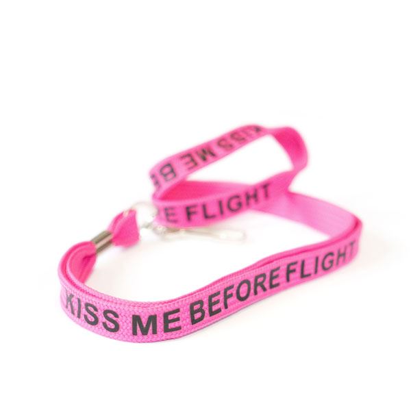 Lanyard “KISS ME BEFORE FLIGHT” pink