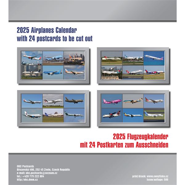 Airplanes calendar 2025