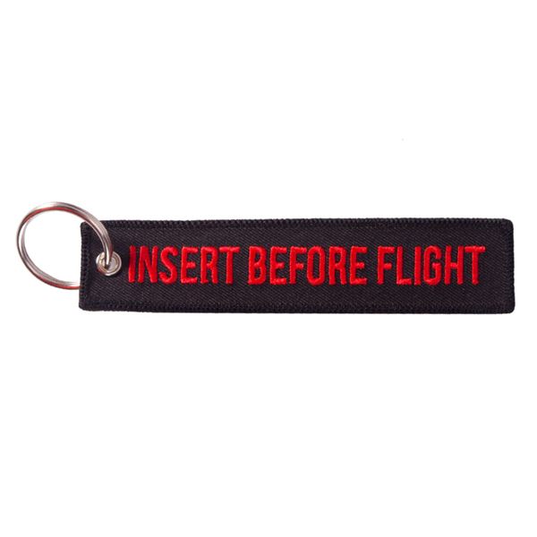 Key Ring “INSERT BEFORE FLIGHT” black / red