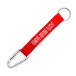 Klíčenka s karabinou REMOVE BEFORE FLIGHT červená