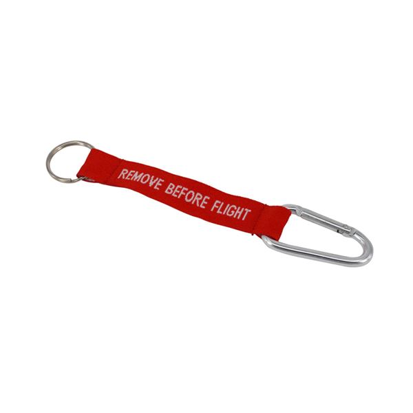 Keyring carbine REMOVE BEFORE FLIGHT red