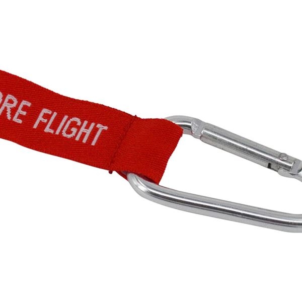 Keyring carbine REMOVE BEFORE FLIGHT red