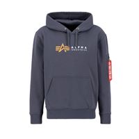 Alpha Industries Mikina Label s kapucí tm. šedá, M