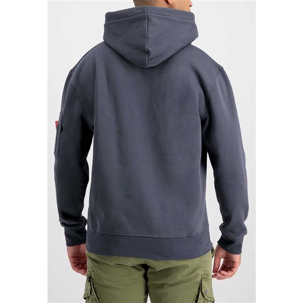 Alpha Industries Mikina Label s kapucí tm. šedá, M