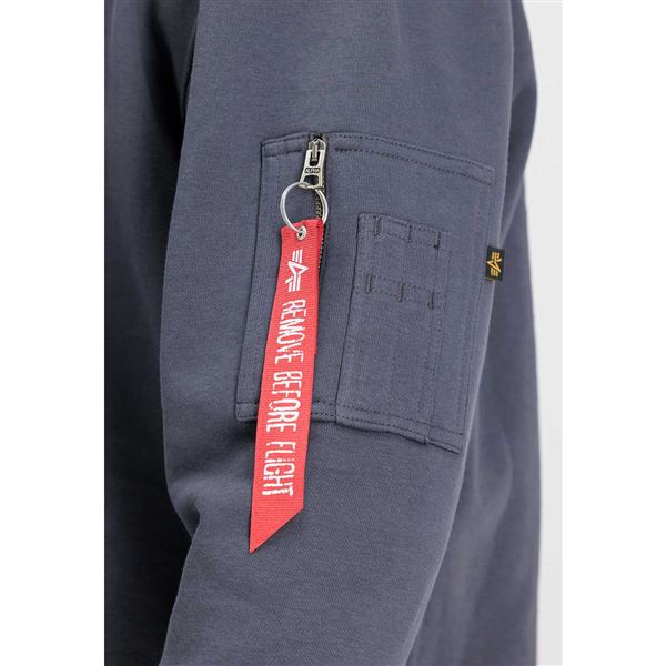 Alpha Industries Mikina Label s kapucí tm. šedá, M