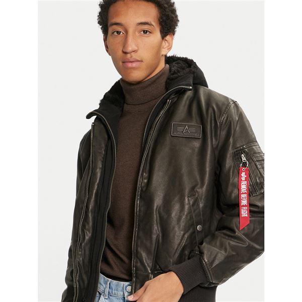 Alpha Industries Kožená bunda MA-1 D-Tec hnědá, XL