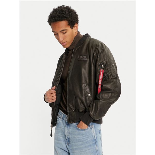 Alpha Industries Kožená bunda MA-1 D-Tec hnědá, XL