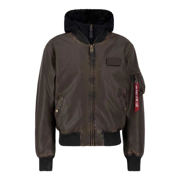 Alpha Industries Kožená bunda MA-1 D-Tec hnědá, XL