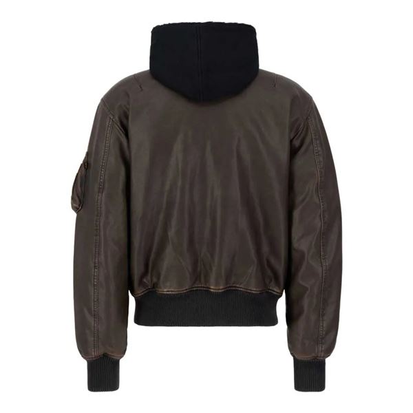 Alpha Industries Kožená bunda MA-1 D-Tec hnědá, XL