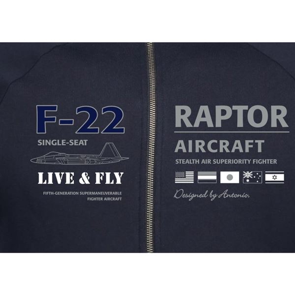 ANTONIO Sweatshirt with aircraft F-22 RAPTOR, S