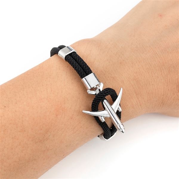 Airplane Bracelet black/silver, 21 cm