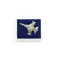 F16 Falcon Pin Badge, silver