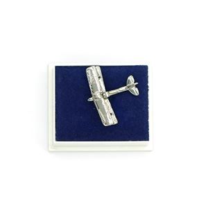 Tiger Moth Pin Badge, silver