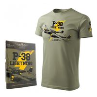 ANTONIO Tričko s válečným letadlem P-38 LIGHTNING, XL