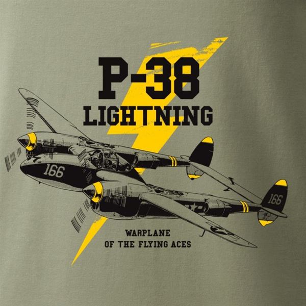 ANTONIO T-shirt with fighter aircraft P-38 LIGHTNING, XXL