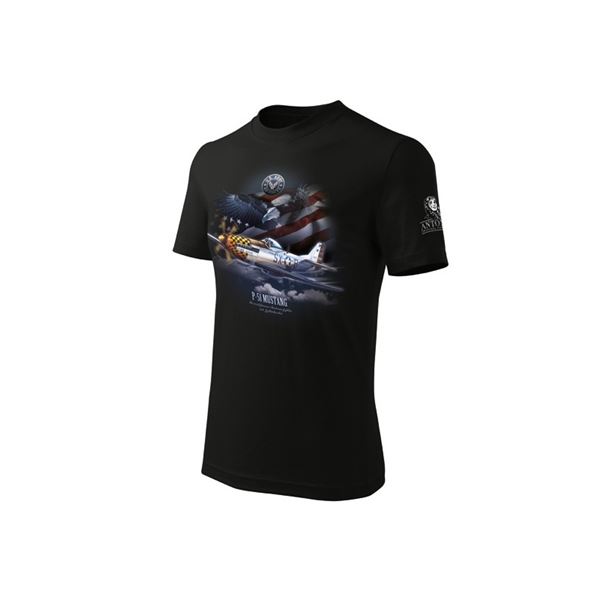 ANTONIO T-Shirt with aircraft P-51 MUSTANG, black, L