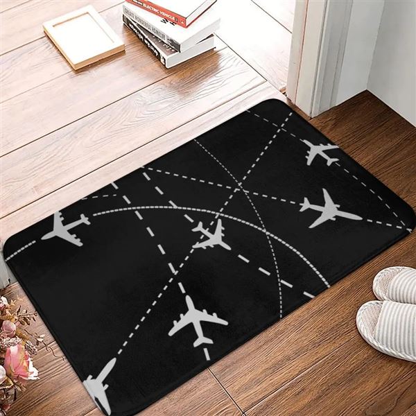Flight Routes Doormat, black
