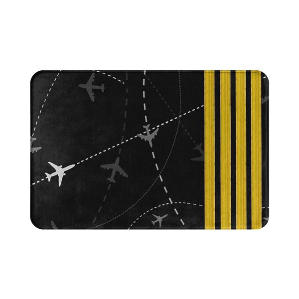 Flight Routes Doormat 4 Bar, black