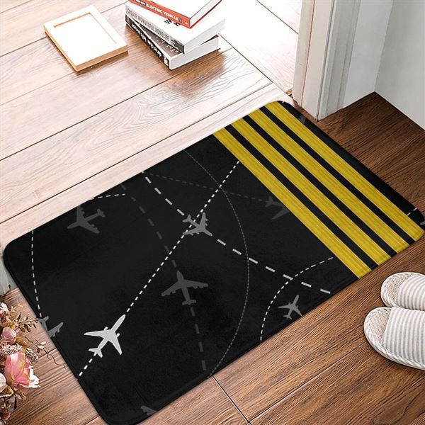 Flight Routes Doormat 4 Bar, black