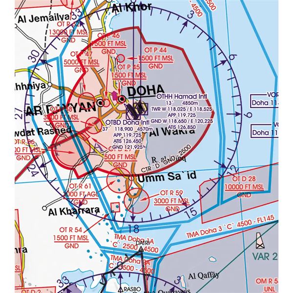 SAE-Katar-Bahrajn VFR mapa 2023