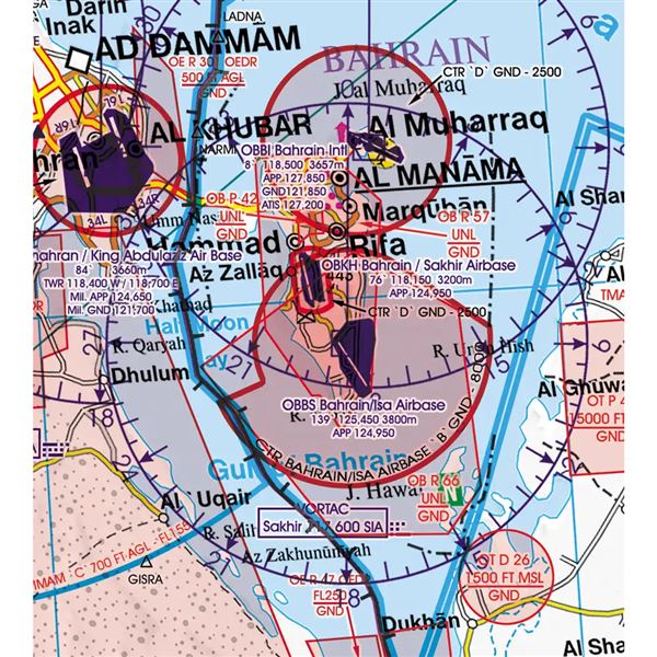 SAE-Katar-Bahrajn VFR mapa 2023